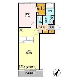 カーサ・ブリリオ 203 2階1LDKの間取り