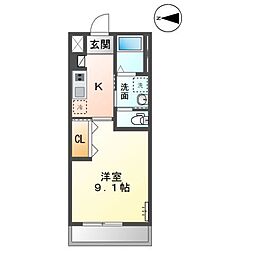 スターライズ 2階1Kの間取り
