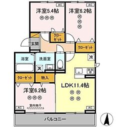 サリサ.j 201 2階3LDKの間取り