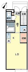 くらや3 1Kの間取図画像