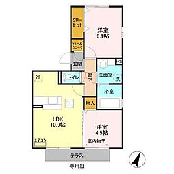 ティアラ2 2LDKの間取図画像