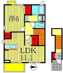 アルファ 2階1LDKの間取り