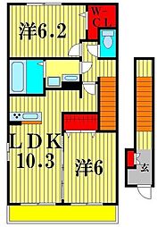 エスポワール 2階2LDKの間取り