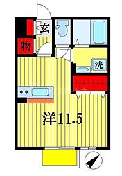 メルベーユ 1階ワンルームの間取り
