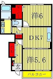 Villers Park 1階2DKの間取り