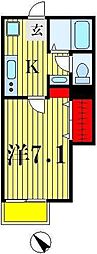 キャメル松戸II Ａ 1階1Kの間取り