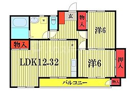 PLENDY松戸新田 1階2LDKの間取り