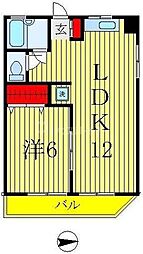 栄マンション 3階1LDKの間取り