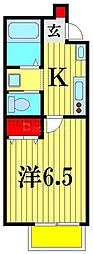 キャメル松戸岩瀬 2階1Kの間取り