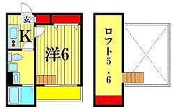 エファージュ 1階1Kの間取り