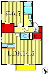フローリド・Ｆ 1階1LDKの間取り