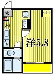 アネックスガーデン馬橋 1階1Kの間取り