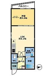 メゾン・ドゥ・アッシュ松戸 3階1DKの間取り