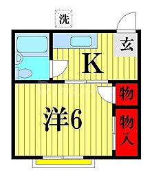 ロッヂ80 2階1Kの間取り