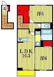 ライハ 2階2LDKの間取り