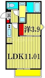 セレーネ元山 2階1LDKの間取り