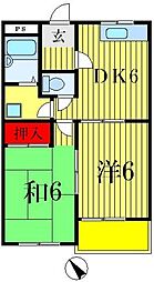 メゾンコムラ 3階2DKの間取り