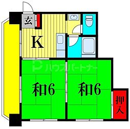松倉ビル 4階2Kの間取り