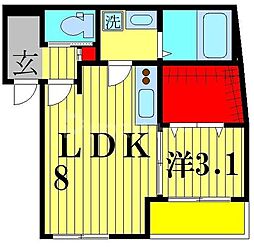 ルピナス北松戸 1LDKの間取図画像