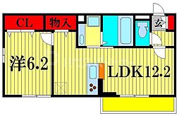 アトリエール松戸 1LDKの間取図画像