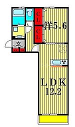 アゼリア松戸 1LDKの間取図画像