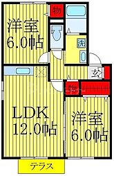 ブールジオンB 2LDKの間取図画像