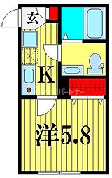 エスコート松戸新田 1Kの間取図画像