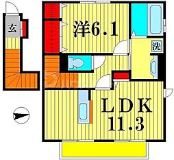 ヴィラコンフォール 1LDKの間取図画像