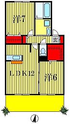 セブンオークスA 2LDKの間取図画像
