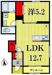 リーブルファイン松戸中和倉 1LDKの間取図画像