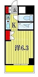 グランヒル松戸 1Kの間取図画像