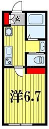 松戸市五香南1丁目アパート 1Kの間取図画像