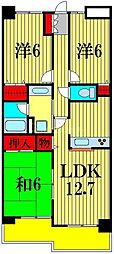 ソレイユ松戸 3LDKの間取図画像