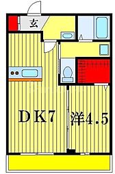 クレセントコート 1DKの間取図画像