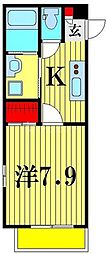ルテナント秋山 1Kの間取図画像