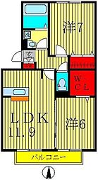 ルシェリア2 2LDKの間取図画像