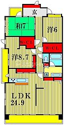 ウィズ松戸陽だまりの丘 3LDKの間取図画像