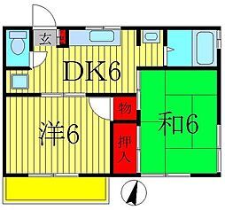 ハイムはなみずき 2DKの間取図画像