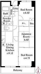 シャルネ95 3DKの間取図画像