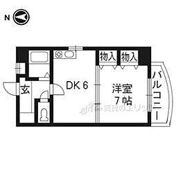 パトリード有栖 1DKの間取図画像