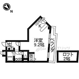 ソレイユ西山 3階1Kの間取り