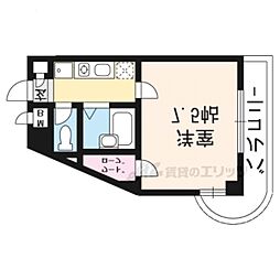 阪急嵐山線 上桂駅 徒歩8分の賃貸マンション 4階1Kの間取り
