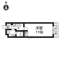 アン・レーブ 5階1Kの間取り
