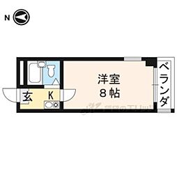 阪急京都本線 桂駅 徒歩8分の賃貸マンション 3階1Kの間取り