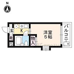 阪急京都本線 西院駅 徒歩5分の賃貸マンション 2階1Kの間取り