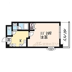JR山陰本線 二条駅 徒歩10分の賃貸マンション 1階1Kの間取り