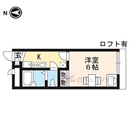 レオパレスSANWA 2階1Kの間取り