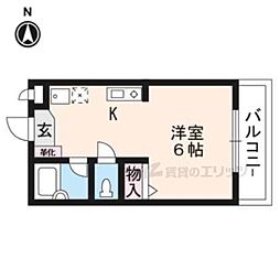 阪急京都本線 桂駅 徒歩3分の賃貸マンション 1階1Kの間取り