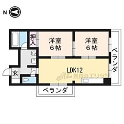 第21長栄コーポ小山 4階2LDKの間取り