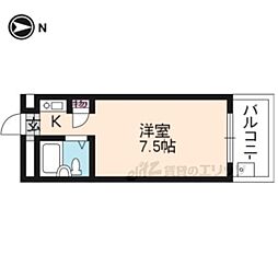 べェルビュウ花園 4階1Kの間取り